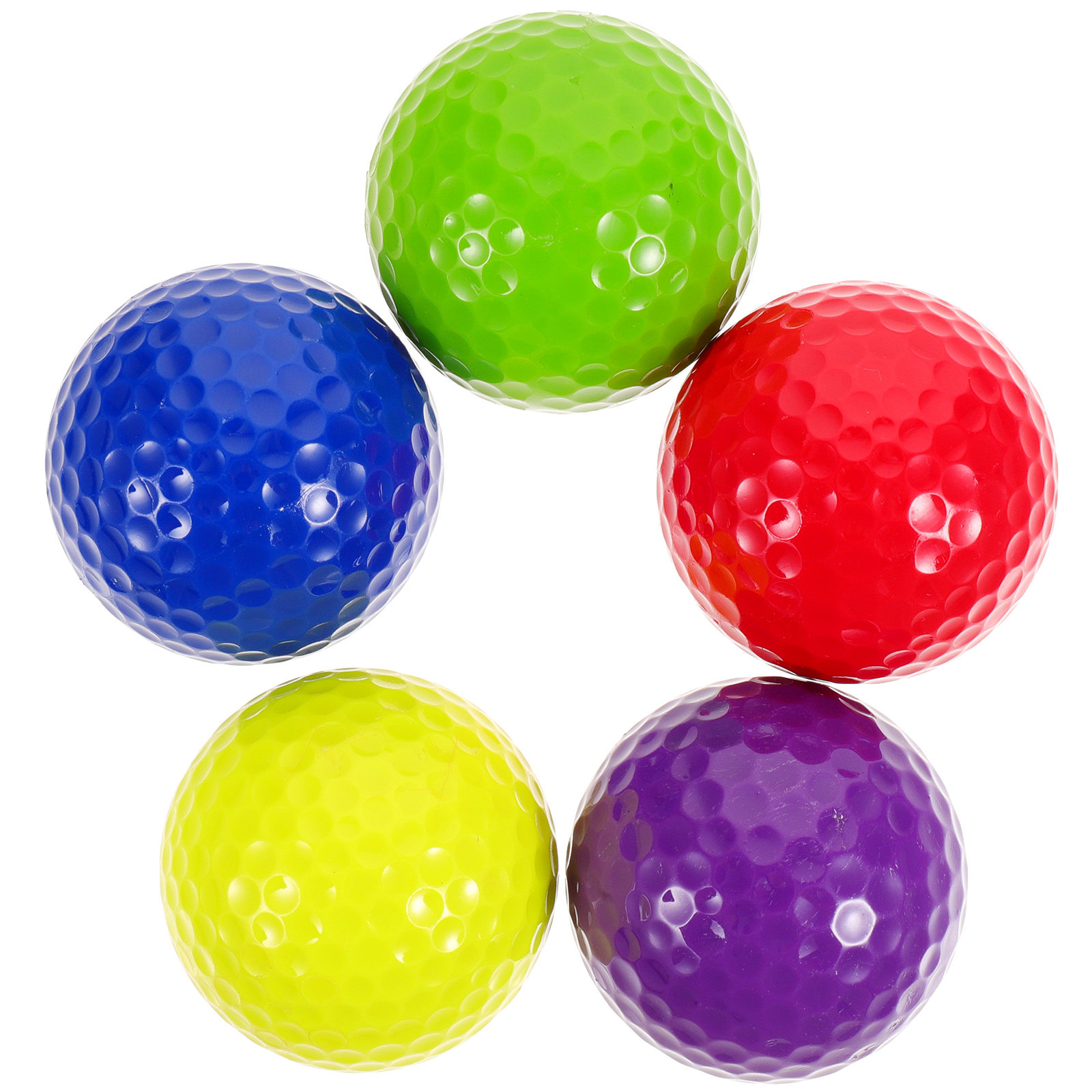 Practice Equipment For Golf - 5個のプラスチック製練習用ゴルフボール カラープロフェッショナル ダブルレイヤー 屋内ゴルフ練習用