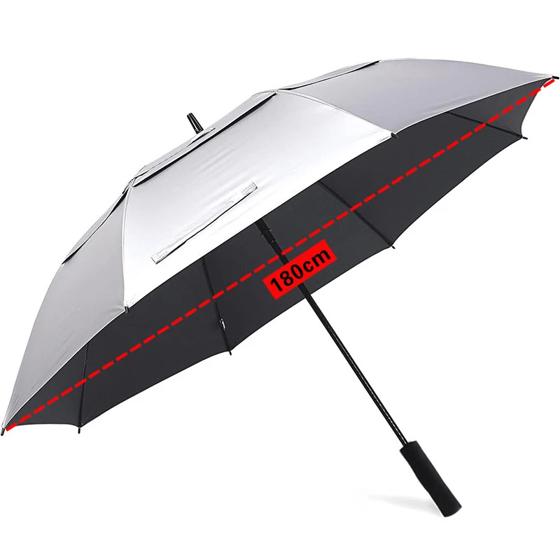 Golf Umbrella Large - 大型シルバーチタンパラソル,2層,日焼け止め,パラソル,アウトドア,ビーチ,ゴルフ,釣り,ギフト