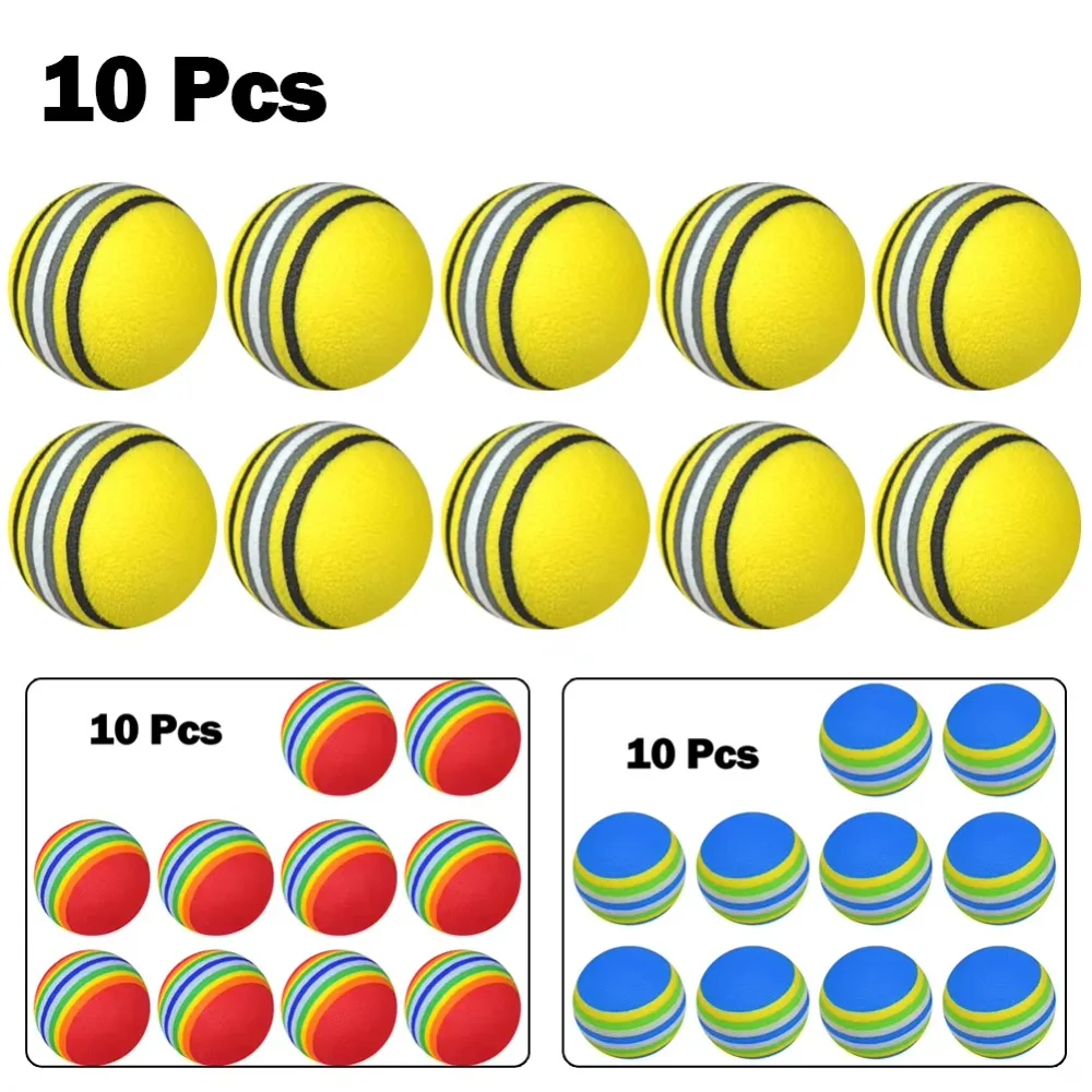 Practice Equipment For Golf - 10個入り 35mm ゴルフ練習用フォームボール - ソフトレインボースポンジスイング練習器具 屋内屋外兼用