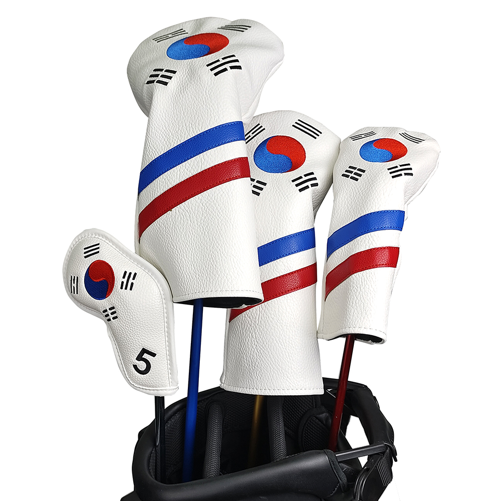 Golf Equipment Set - 韓国愛国ゴルフヘッドカバーセット - ユニークなデザインのアイアン、ドライバー、フェアウェイ、ハイブリッドクラブ用ヘッドカバー