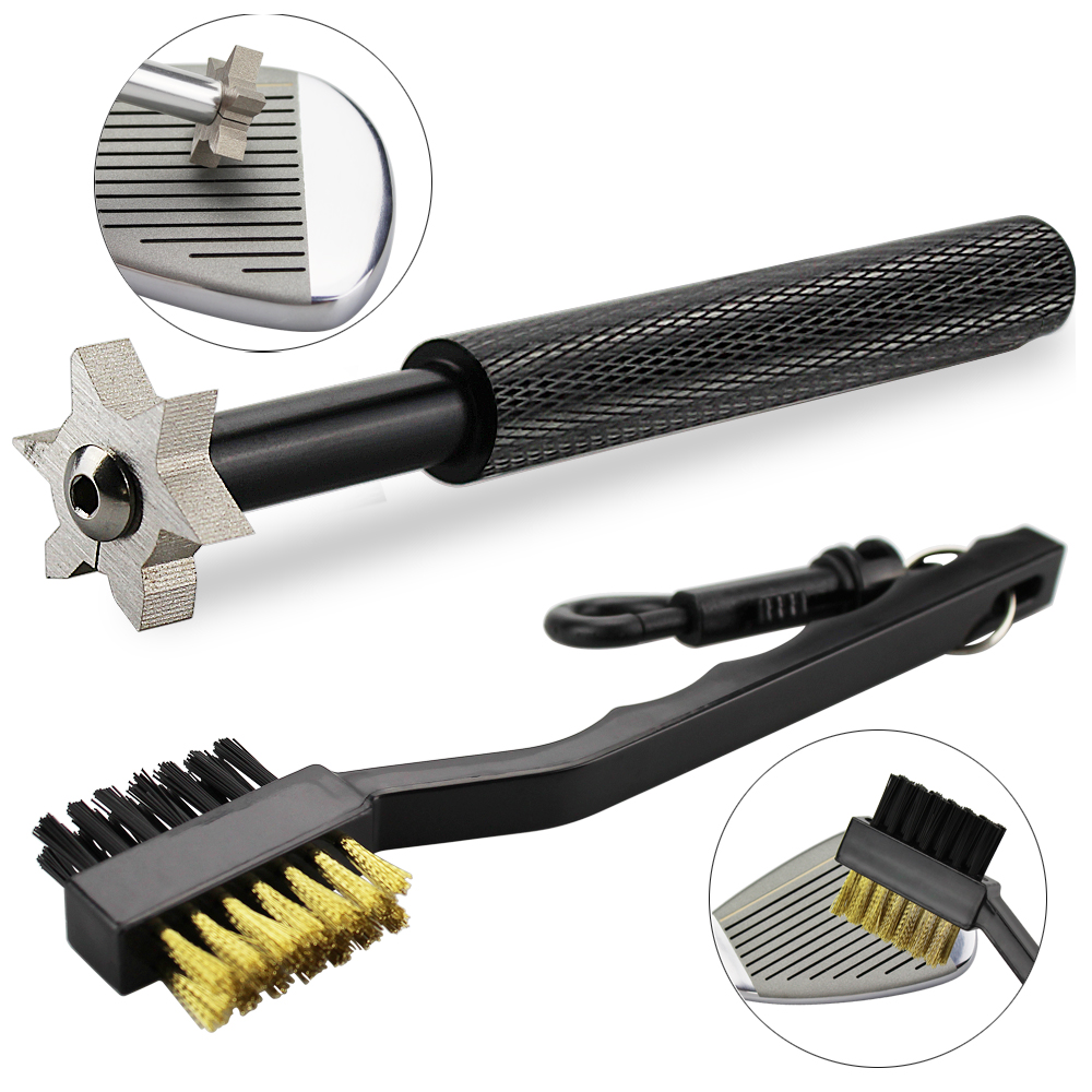 Golf Equipment Set - 2 ピース/セットゴルフクラブブラシゴルフクラブシャープナー溝入れツールゴルフパターウェッジボール溝クリーナーキットクリーニングツールアクセサリー