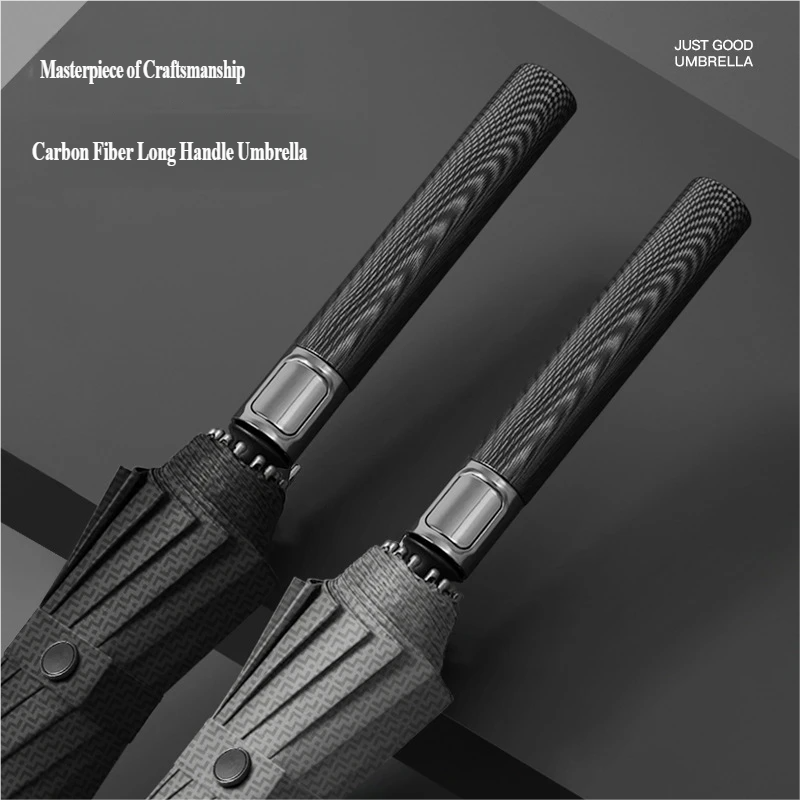Golf Umbrella Large - 16本骨自動開閉式カーボンファイバーストレート傘、特大ロングハンドル傘、男性用ビジネス広告傘