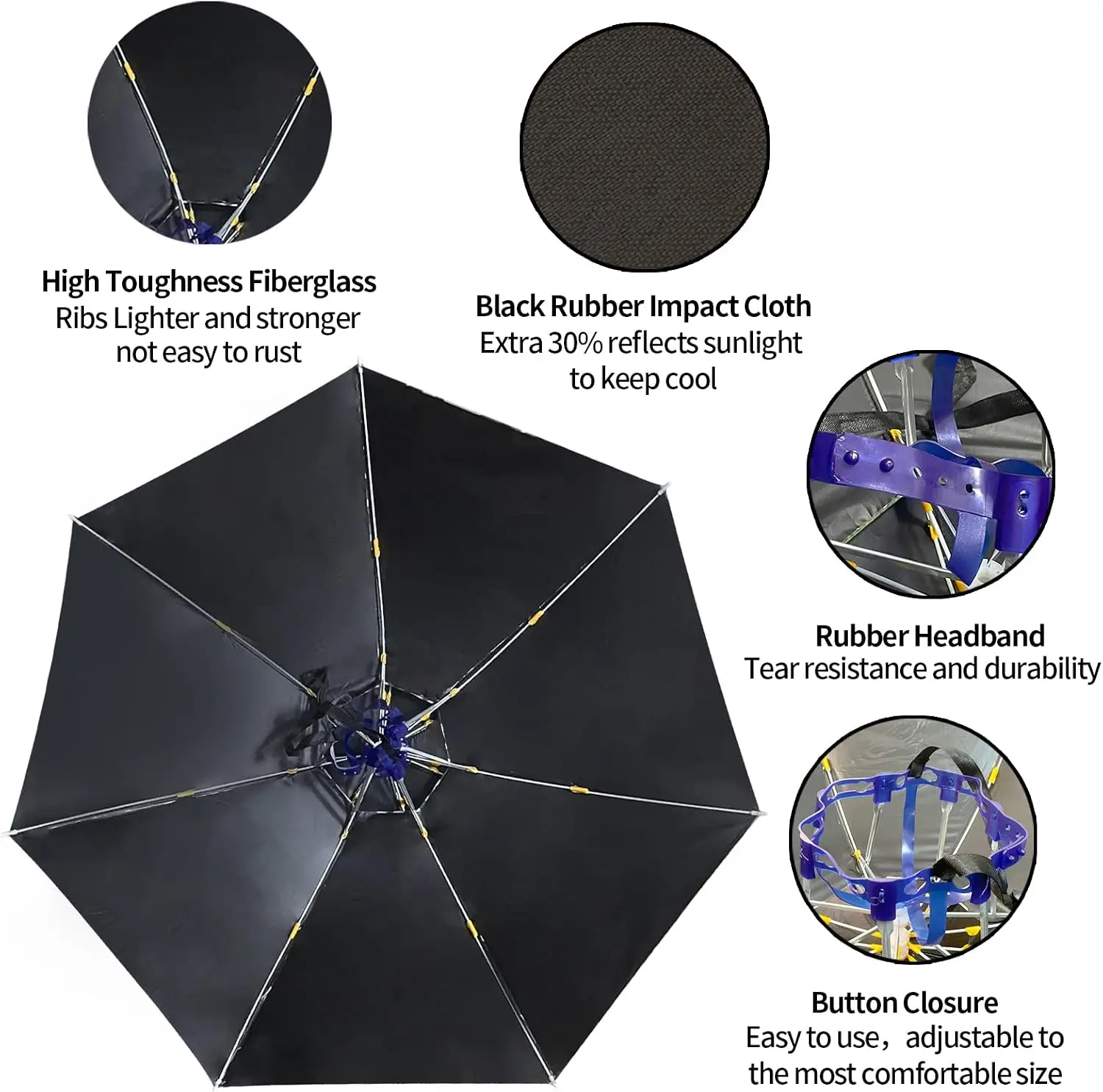 折りたたみ式調整可能傘帽子、37.4インチ大型ハンズフリー帽 - Golf Umbrella Large のレビューと価格