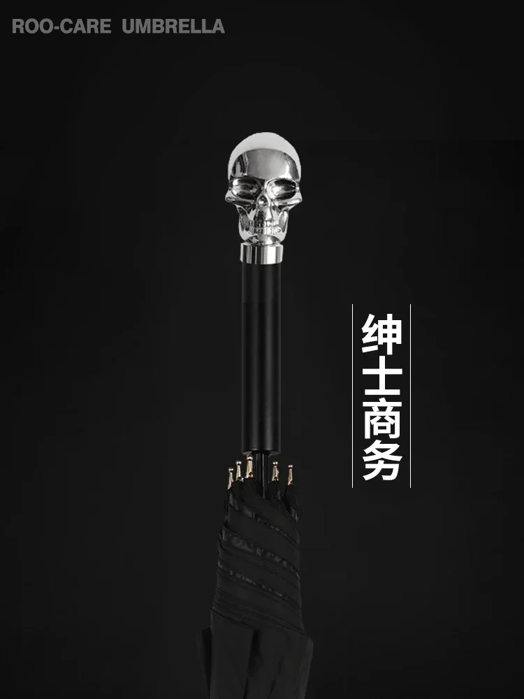 大型ロングハンドル傘 シルバーヘッドスカル クリエイティブ日 - Golf Umbrella Large のレビューと価格