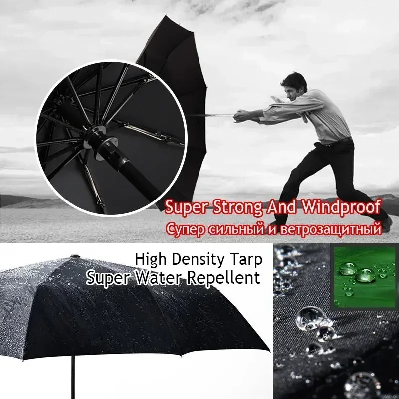 高級逆傘 メンズ 木製ハンドル 大型自動傘 防風 強力 10 - Golf Umbrella Large のレビューと価格