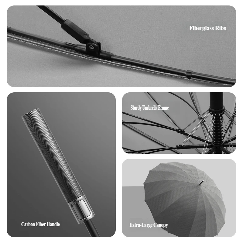 16本骨自動開閉式カーボンファイバーストレート傘、特大ロング - Golf Umbrella Large のレビューと価格