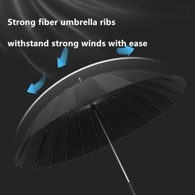    24本骨強化ブラック接着剤大型ストレート長柄傘 雨よ - Golf Umbrella Large のレビューと価格