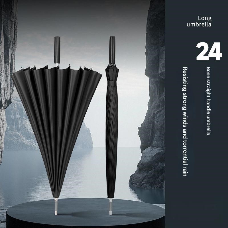    24本骨強化ブラック接着剤大型ストレート長柄傘 雨よ - Golf Umbrella Large のレビューと価格