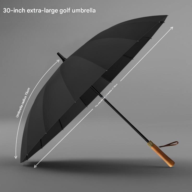 16本骨ゴルフ傘 木製ハンドル 大型ストレートロングハンドル - Golf Umbrella Large のレビューと価格