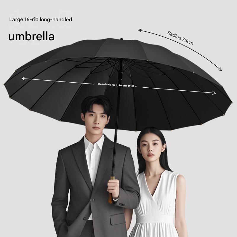 16本骨ゴルフ傘 木製ハンドル 大型ストレートロングハンドル - Golf Umbrella Large のレビューと価格