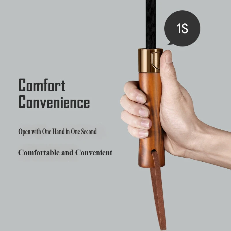 自動開閉式ビジネスゴルフ傘、高級木製ロングハンドル傘（男女兼 - Golf Umbrella Large のレビューと価格