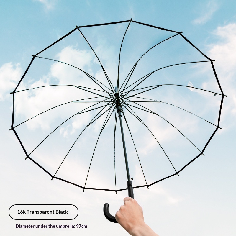 1組の透明な大型防風長柄雨傘 8/16本骨傘 結婚式、写真撮 - Golf Umbrella Large のレビューと価格