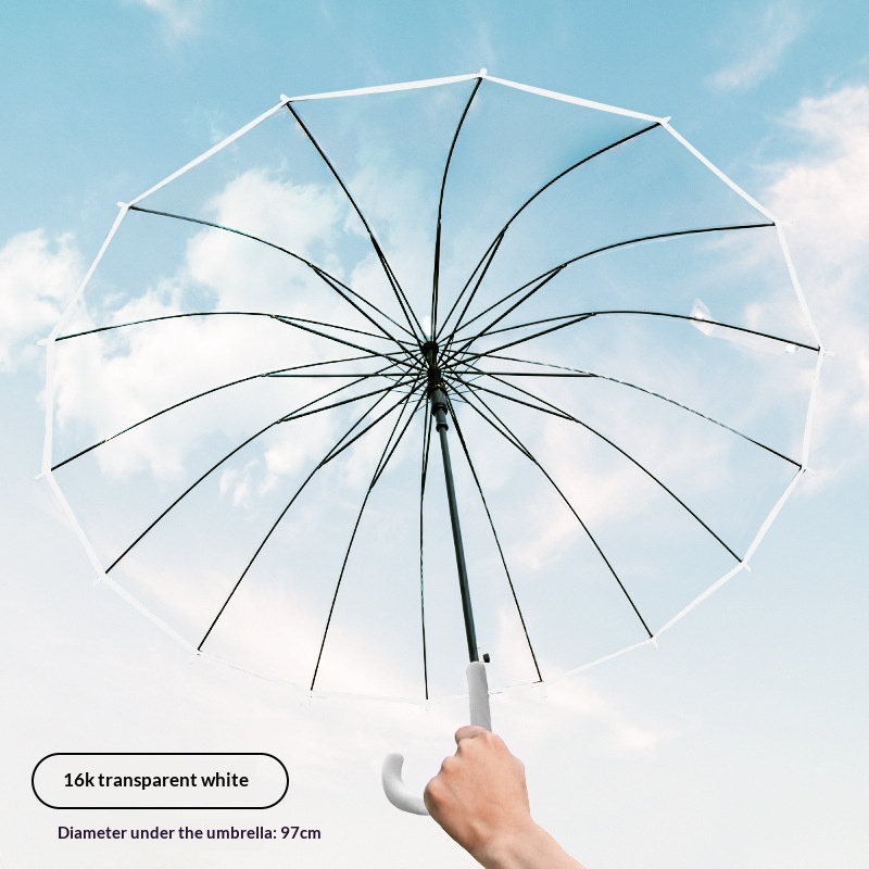 1組の透明な大型防風長柄雨傘 8/16本骨傘 結婚式、写真撮 - Golf Umbrella Large のレビューと価格