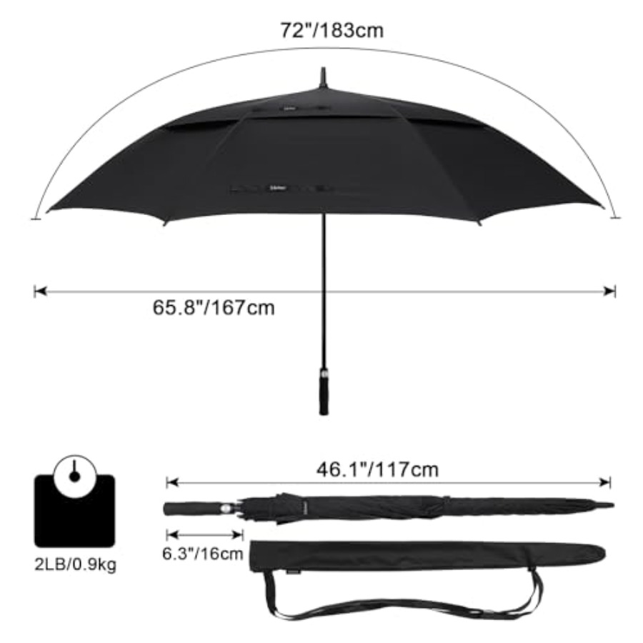 自動開閉式ゴルフ傘特大サイズ二重キャノピー通気性防風防水ステ - Golf Umbrella Large のレビューと価格
