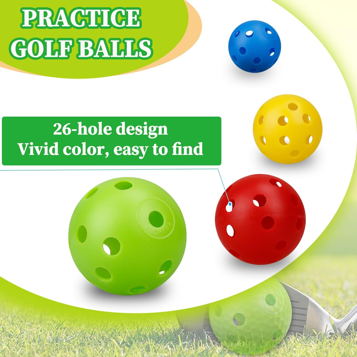 24個42MMエアフローカラープラスチック屋内練習ゴルフボー - Practice Equipment For Golf のレビューと価格