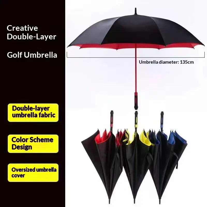 大型耐風ゴルフ傘 二重構造自動開閉式ロングハンドルビジネスス - Golf Umbrella Large のレビューと価格